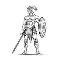Ares Greek War God standing image isolated on white background. vector