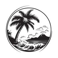Circular Palm Trees With Ocean View, Palm Tree, Circle stock image vector