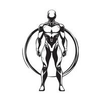 Cyborg robot iron warrior standing stock image isolated on white background vector