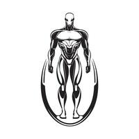 Cyborg robot iron warrior standing stock image isolated on white background vector
