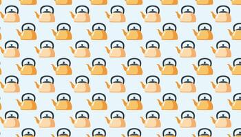 Pattern with cute cartoon teapots. Kettle illustration. vector