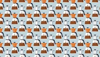 Seamless pattern with coffee pots on a blue background. illustration. vector