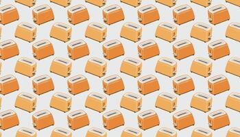 Pattern of orange toaster on a white background. vector