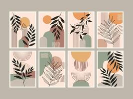 Minimalist Neutral Abstract Boho Wall Art Collection vector