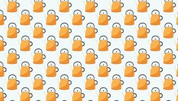 Seamless pattern with kettles on a blue background. vector