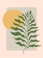 Neutral Boho wall art abstract minimalist and natural vector