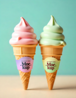Cone Soft Ice Cream Label Mockup psd