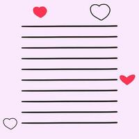 design. Notes for romantics. Template. Illustration on purple background. vector