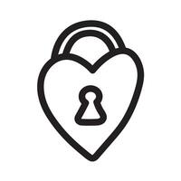 Heart lock. Outline isolated icon. Black color. Illustration on white background. vector
