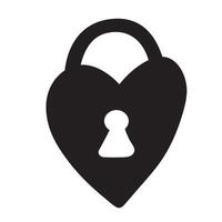 Silhouette of heart lock. Icon. Black color. Illustration on white background. vector