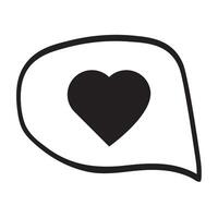 Black heart inside speech bubble. Isolated icon. Illustration on white background. vector