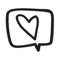 Speech bubble with heart. Outline design. Illustration on white background. vector