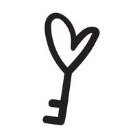 Heart key. Silhouette. graphic design. Illustration on white background. vector