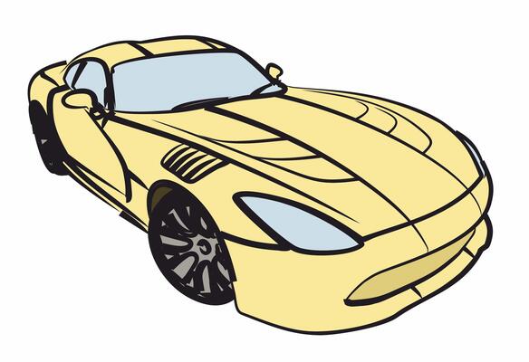The sketch of a retro sports car.