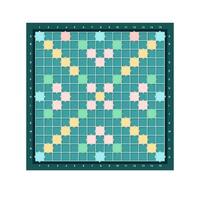 Erudite square board design with grid of blank colorful cells. Popular intellectual tabletop word game for improving vocabulary, verbal or mental skills. Modern illustration vector