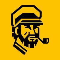 Captain Logo Icon with Editable Yellow Background vector