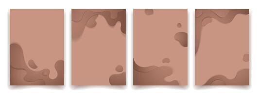 Abstract Mocha Mousse color design backgrounds set. Modern brown and beige creative covers posters and banners flyers abstract shapes in Paper cut style with place for text collection. design vector
