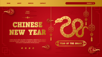 Gradient Chinese new year background for landing page template design psd