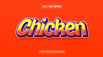 Chicken Text Effect on Red Background psd