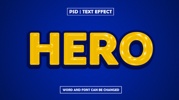 Hero Text Effect, Editable Glow Text Style psd