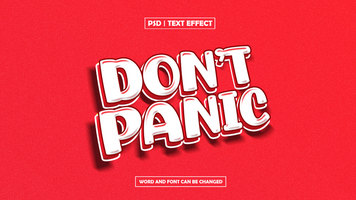 Dont Panic Text Effect on Red Background psd