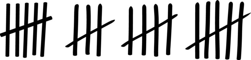 Doodle tally mark count icon Stick collection vector