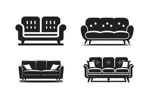Sofa Set Silhouette Illustration icon design vector