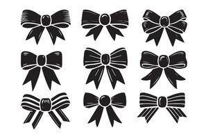 Bows knot and Ribbon silhouette Illustration art vector