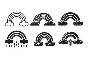 Rainbow with Clouds silhouette illustration artwork Design vector