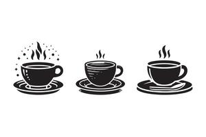 Cup on Plate Silhouette Illustration Design vector