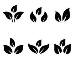 Leaf Icon Set in Black vector