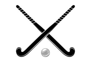Fields hockey sticks with ball silhouette on white background vector