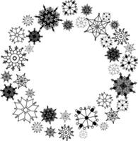 Frame circle Round graphic line frame made of snowflakes. . Perfect for decorating social networks, photos and text. Christmas frame. vector