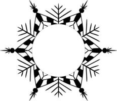 Round circle frame in graphic line style white frame with snowflake. Perfect for decorating social networks, photos and text. Christmas frame. . vector