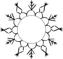 Snowflake circle frame. Winter snowflake round border. Design elements for Christmas and New Year greeting cards and banners. Holiday decoration isolated on white background. vector