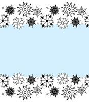 Graphic line seamless snowflake border template on transparent background. Monochrome seasonal pattern Border for wrapping paper, greeting cards, invitations, gift boxes and web background. vector