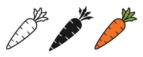 Carrot with leaves outline silhouette icon on white background vector