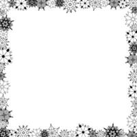 Modern universal artistic square template frame. Merry Christmas and Holiday card. Graphic line illustration with snowflakes. Good for invitations,menu, table number card design. vector