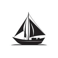 A sail boat for river silhouette on white background vector
