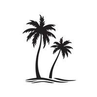 Coconut tree silhouette on white background vector