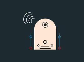 The image presents a simplified, abstract representation of a device, possibly a sensor or electronic gadget, against a dark teal or dark grayish-blue background vector