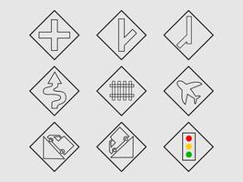 These signs are warning signs commonly used to inform drivers about potential hazards or road conditions ahead vector