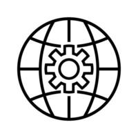globe with cogwheel vector