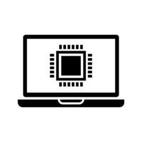 laptop with processor chip icon vector