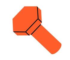 Hand drawn cute cartoon illustration of bolt tool. Flat screw repair part in doodle style. Support service nut hardware icon. Settings or fix problem. Find solution. Isolated. vector