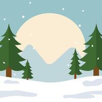 Wonderful Snowfall christmas tree landscape winter background for Merry Christmas and Happy New Year illustration. vector