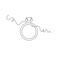 illustration of diamond ring one continuous line art. line, simple, hand drawn and sketch style. for icon, symbol, sign or logo vector