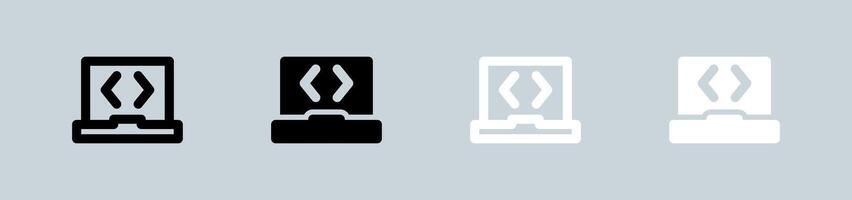 Software icon set in black and white. Application signs illustration. vector