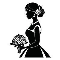 silhouette of a bride with a bouquet vector