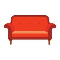 red sofa with wooden legs on a white background vector